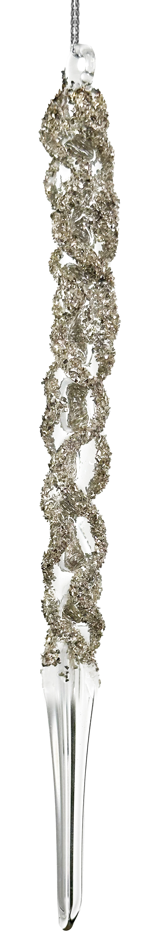 69575 Glass spiral icicle clear silver beaded 20cm a = max width b = base width h = height Min amount (MOQ) 18 - 6,8 
