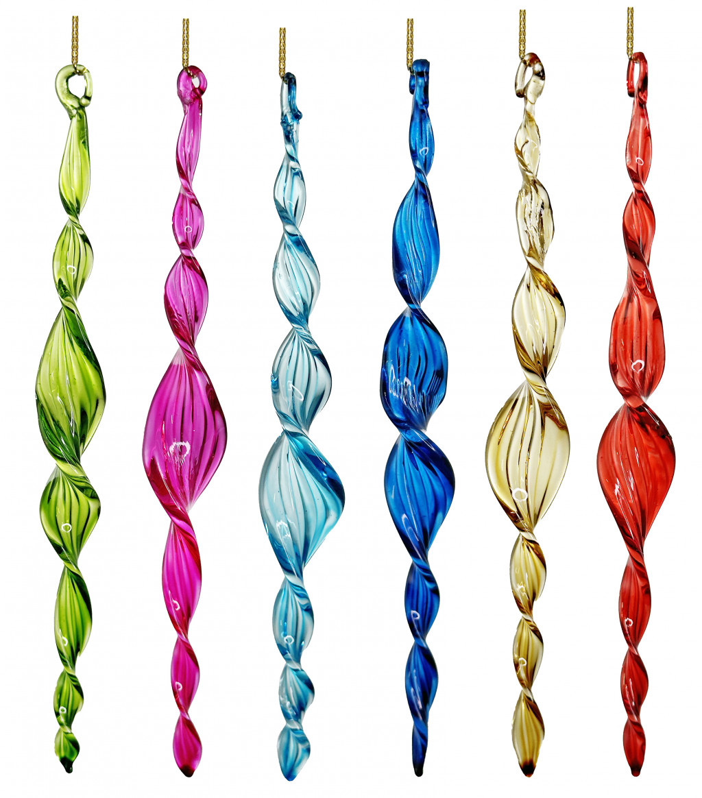 67062 Glass spiral icicle rainbow mix6 18cm a = max width b = base width h = height Min amount (MOQ)  6 ,   1  - 26,1 