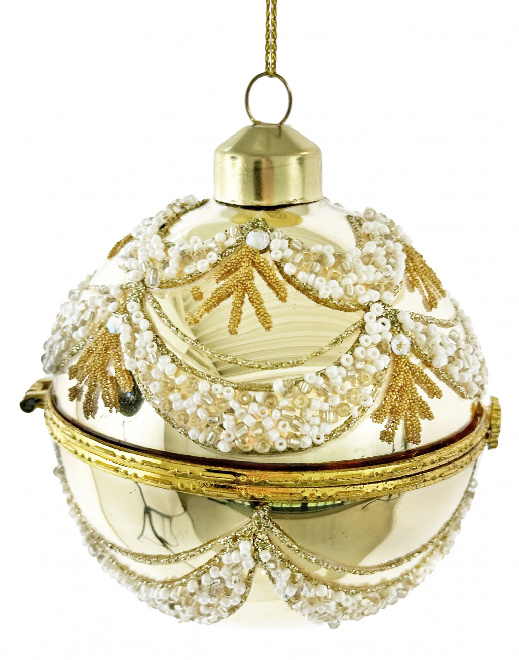  68527 Glass opening ball shiny gold bead deco 8cm a = max width b = base width h = height Min amount (MOQ) 24 - 6,4 