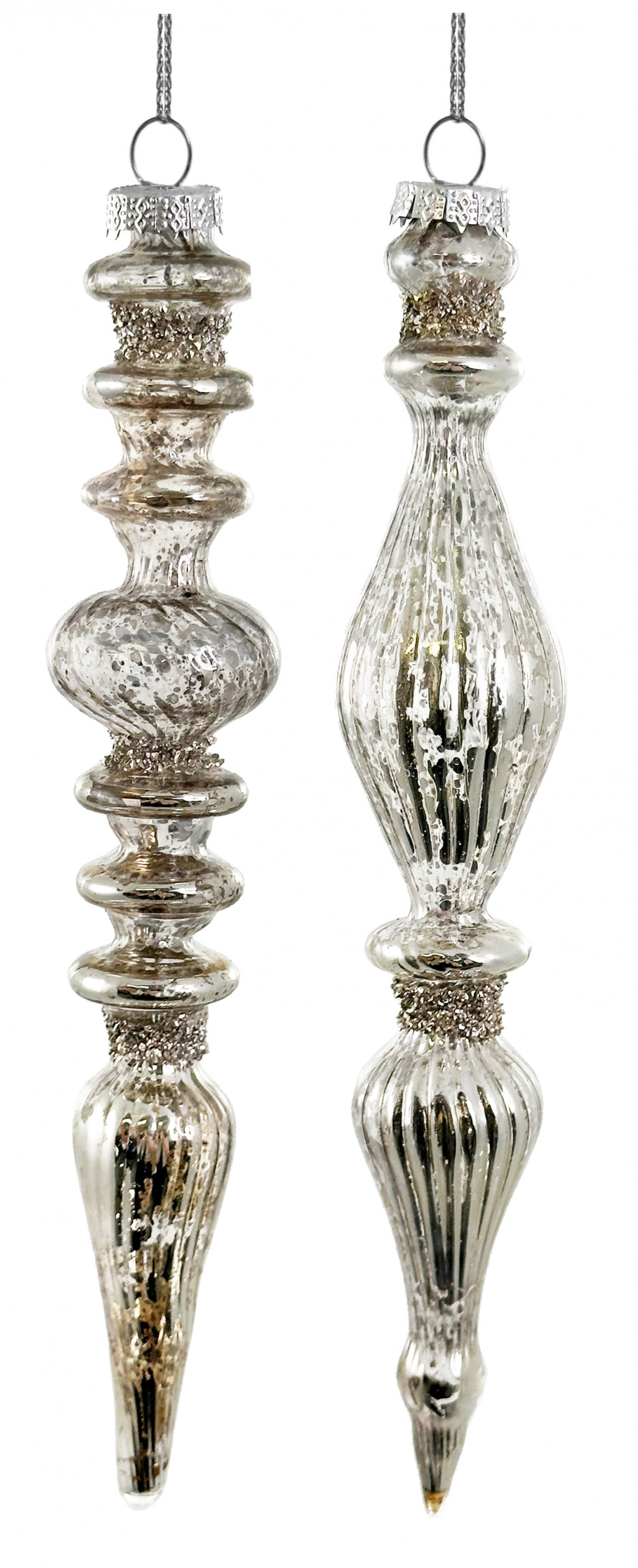 69121 Glass drop lined antique silver w/silver glass glitter mix2 20cm a = max width b = base width h = height Min amount (MOQ) 12 - 8,7   1 