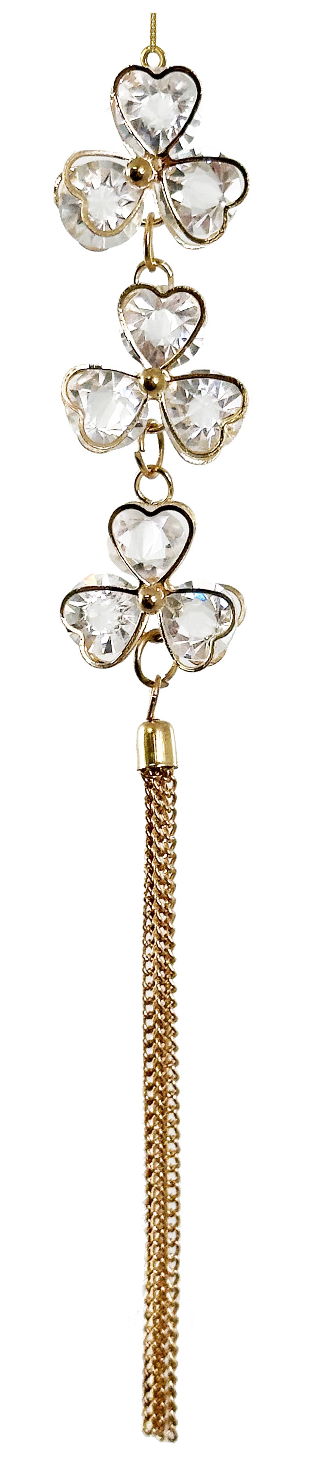 70151 Gem flower with metal tassel ornament gold 17cm a = max width b = base width h = height Min amount (MOQ) 24 - 4,22 
