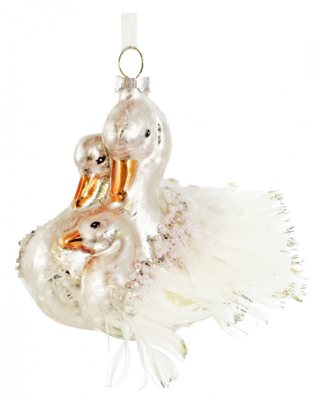Glass swan family ornament 10cm a = max width b = base width h = height Min amount (MOQ) 12 - 10,2 