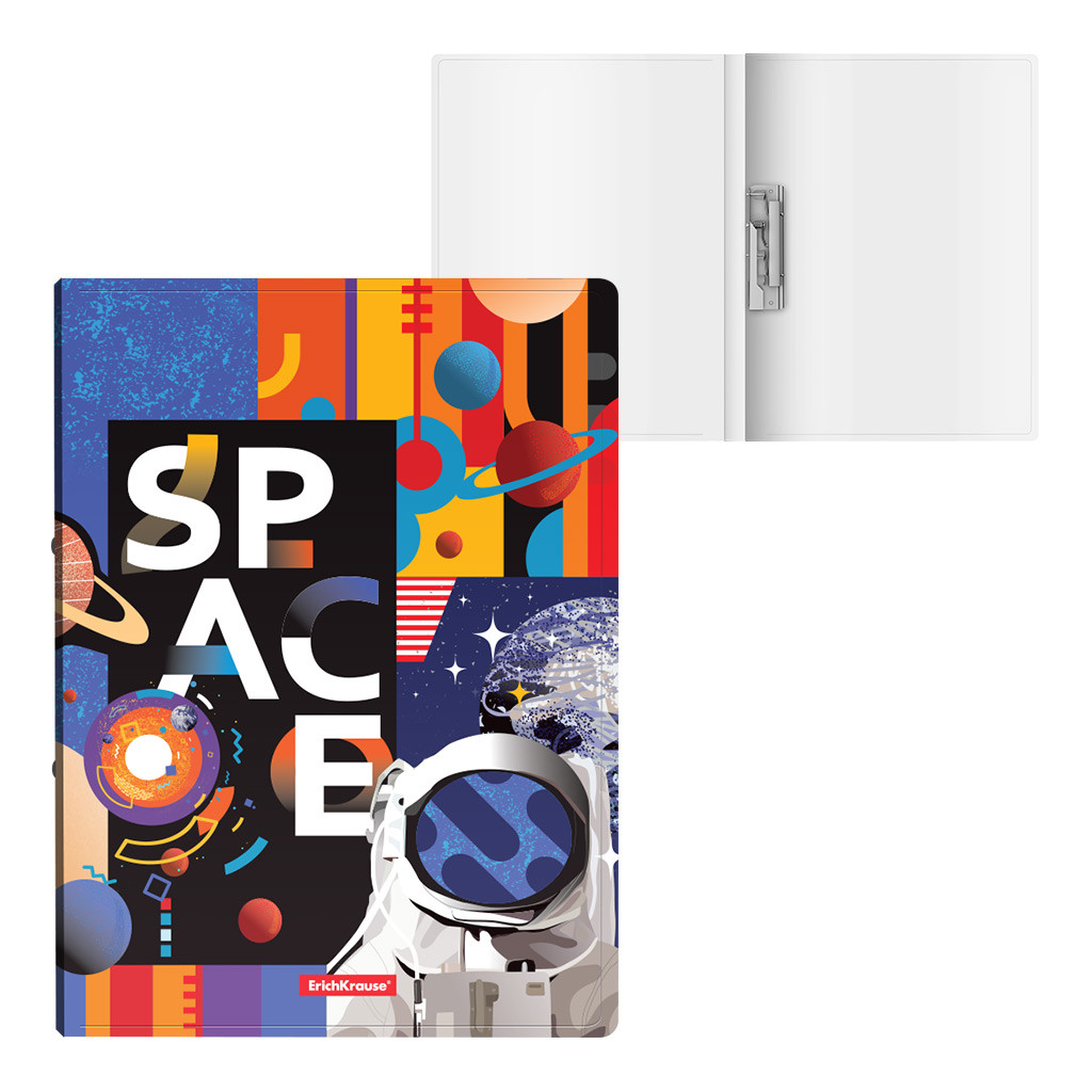 54316 Папка с боковым зажимом пластиковая ErichKrause® Cosmonaut, A4 (в пакете по 4 шт.) Цена 109+% в наличии 1 шт.jpg