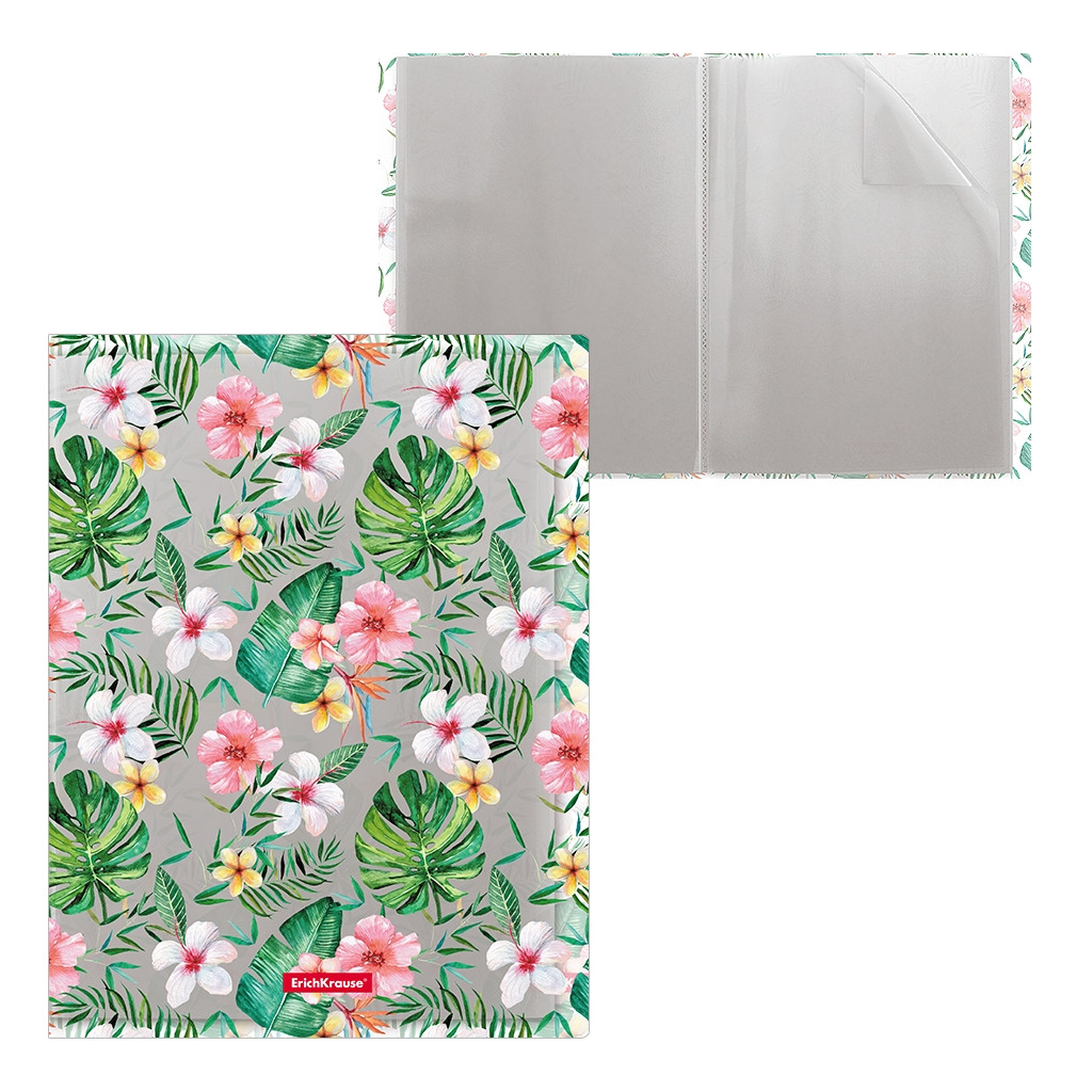 49321 Папка файловая пластиковая ErichKrause® Tropical Nature, c 30 карманами, A4 (в пакете по 4 шт.) Цена 179+% в наличии 1 шт.jpg