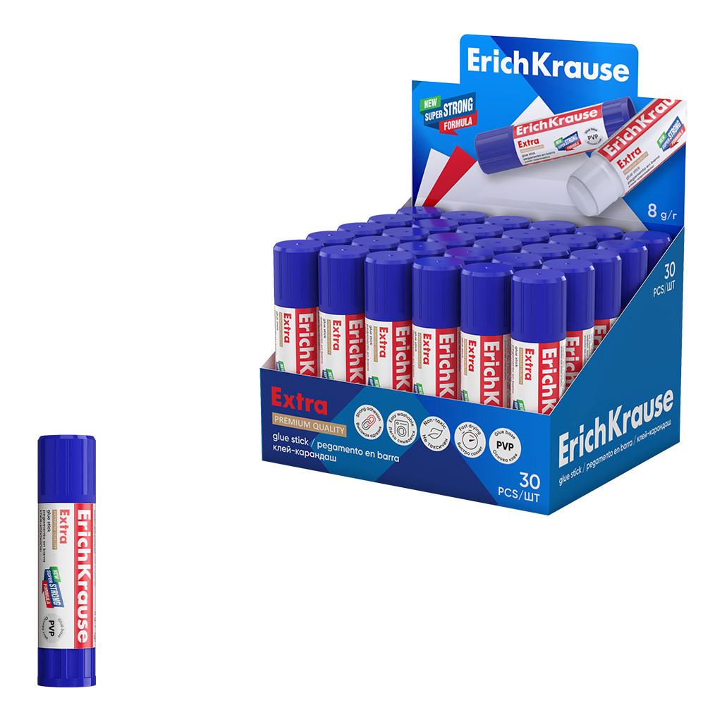 4433 Клей-карандаш ErichKrause Extra, 8г (в коробке-дисплее по 30 шт.) Цена 57,7+% в наличии 10 шт.jpg
