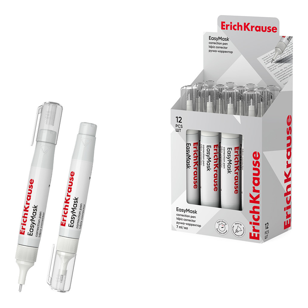 55989 Ручка-корректор ErichKrause EasyMask, 7мл (в дисплее по 12 шт.) Цена 68+% в наличии 8 шт.jpg