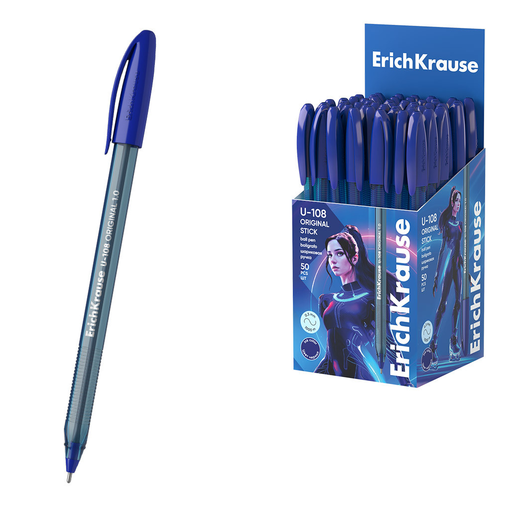 47595 Ручка шариковая ErichKrause U-108 Stick Original 1.0, Ultra Glide Technology, цвет чернил синий (в коробке по 50 шт.) Цена 30+% в наличии 35 шт. Мин. заказ - 5 шт.jpg