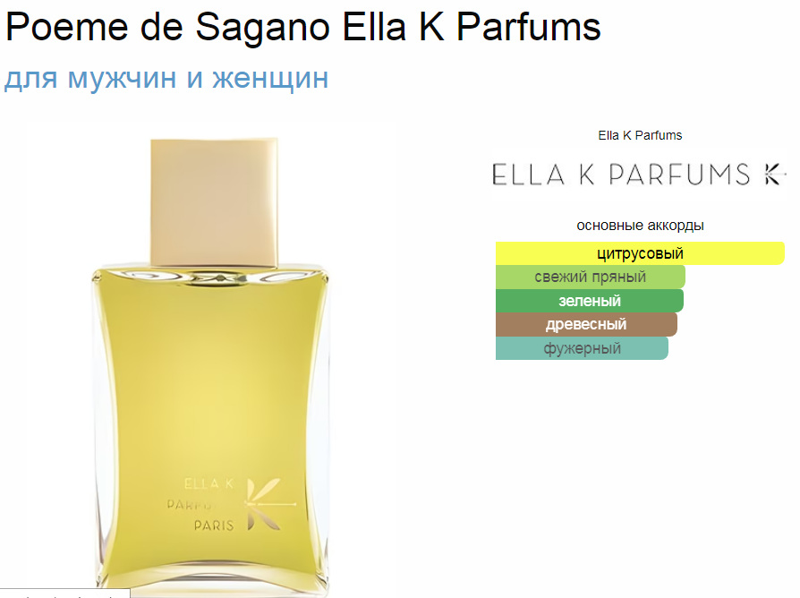 Poeme de Sagano Ella K Parfums 100